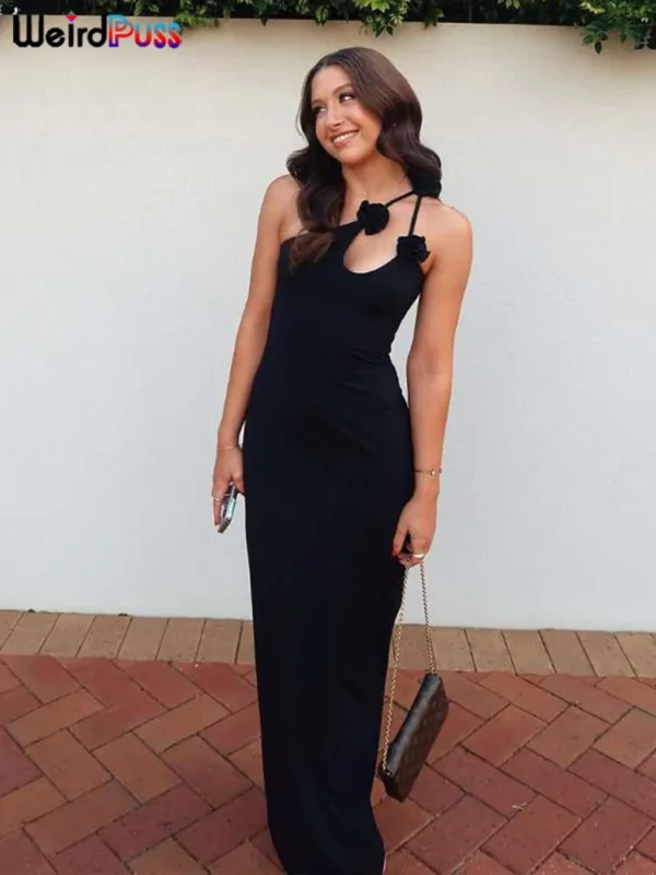 Elegant One-Shoulder Hollow Bodycon Dress For Women Summer Party