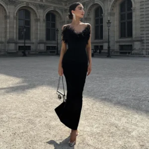 Strapless Black Slim Off Shoulder Elegant Summer Party Club Dress
