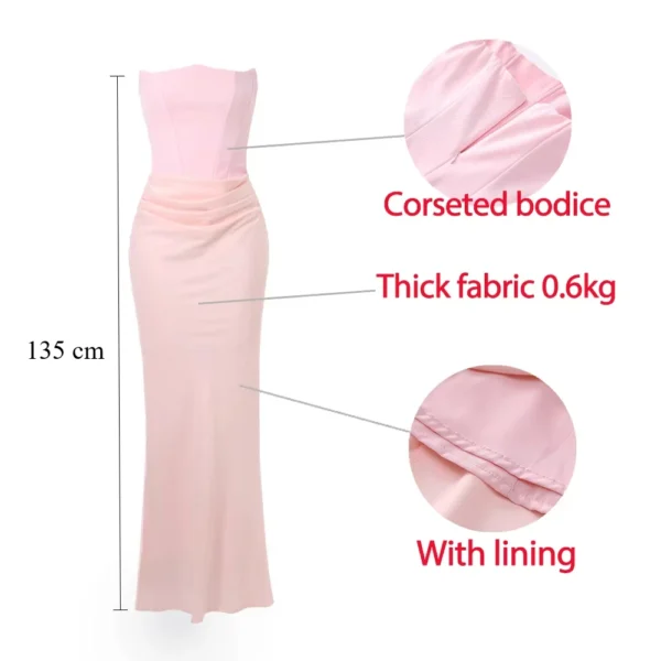 Sexy Strapless Satin Corset Maxi Evening Dress For Elegant Prom Parties - Image 5