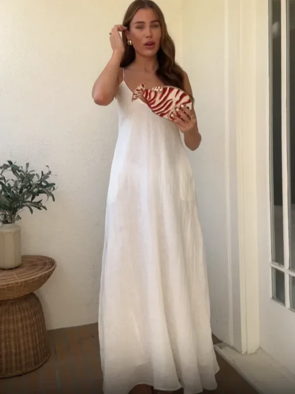 2025 Cotton Linen Backless Maxi Dress For Summer Casual Daily Wear - Image 4