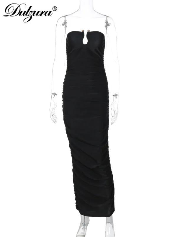 Sleeveless Strapless Pleated Maxi Dress For Sexy Elegant Women - Image 6
