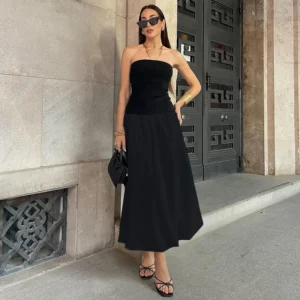 Sexy Backless Black Maxi Dress Women Summer Sleeveless Party Outfit Wear