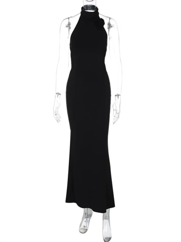 Floral Halter Backless Bodycon Maxi Dress For Women Evening Wear - Image 6