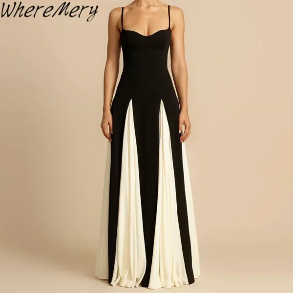 Elegant Patchwork Maxi Dress For Women Sexy Sleeveless Summer Party