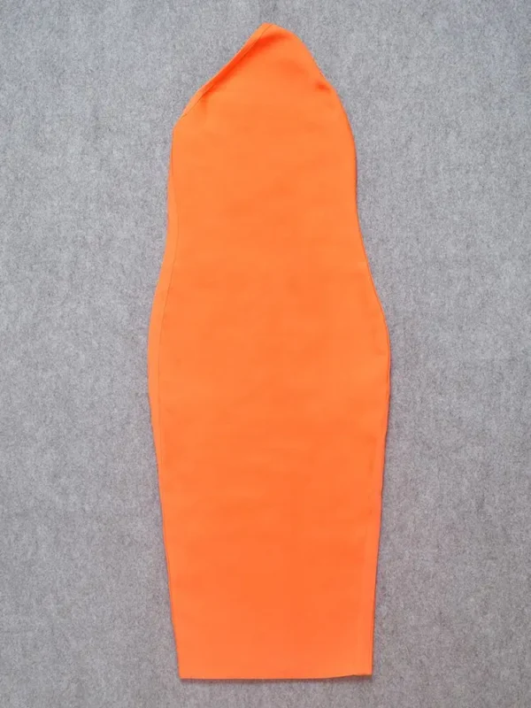 Hot Orange Asymmetrical Backless Bandage Midi Dress For Party Wear Event - Image 4