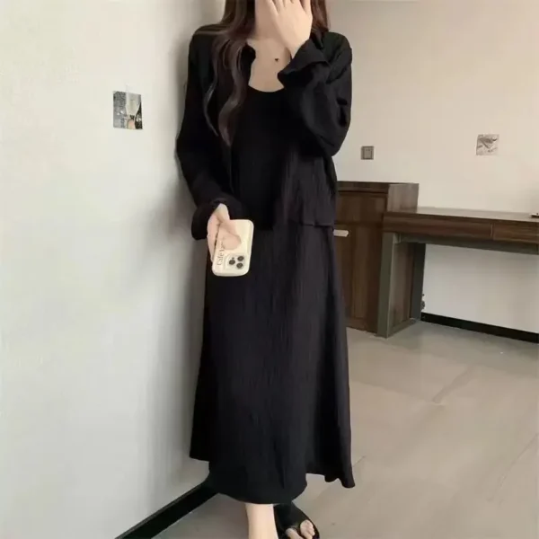 Retro Strapless Black Slim Long Dress For Women Sexy Casual Wear - Image 3