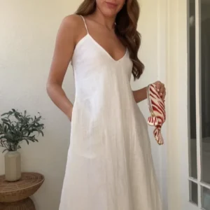 2025 Cotton Linen Backless Maxi Dress For Summer Casual Daily Wear