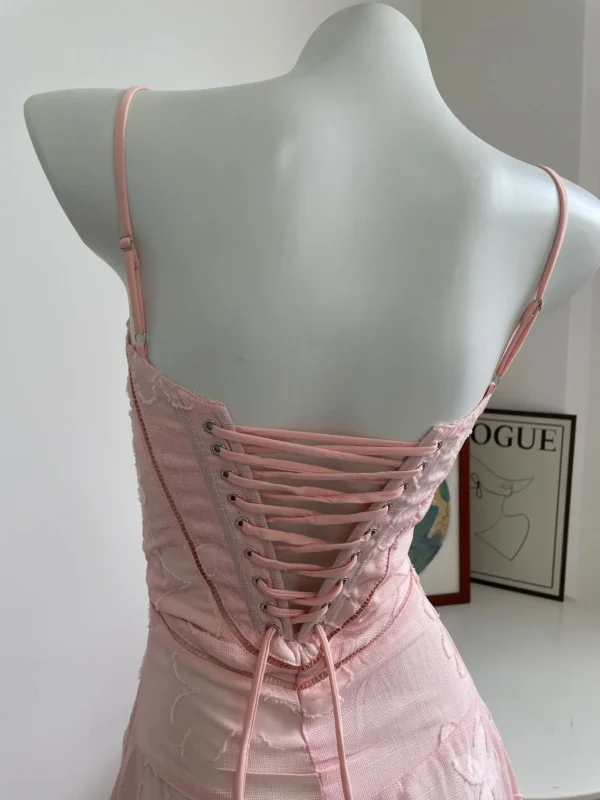 Boho Pink Floral Maxi Dress For Women Sexy Summer Party Wear - Image 3