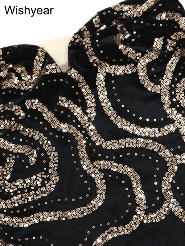 Elegant Strapless Sequined Maxi Dress Sleeveless Party Prom Outfit - Image 5