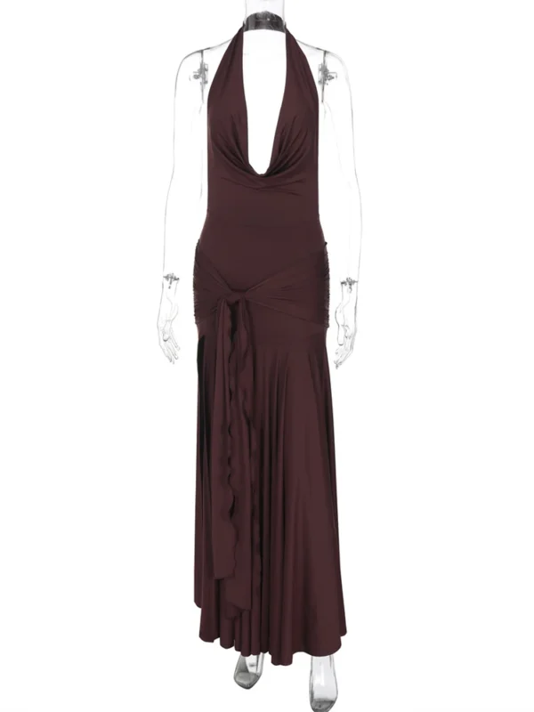 Sexy Deep V-Neck Bandage Maxi Dress Backless Party Outfit - Image 6