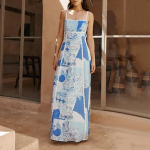 Velmara Boho Printed Maxi Dress – Backless Summer Party Sundress