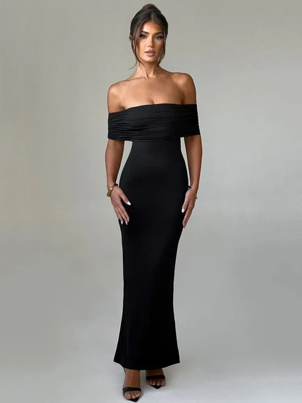Strapless Backless Black Maxi Dress Bodycon Sleeveless Elegant Clubwear - Image 2