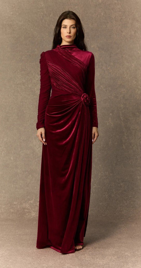 Long Sleeve Velvet Maxi Dresses